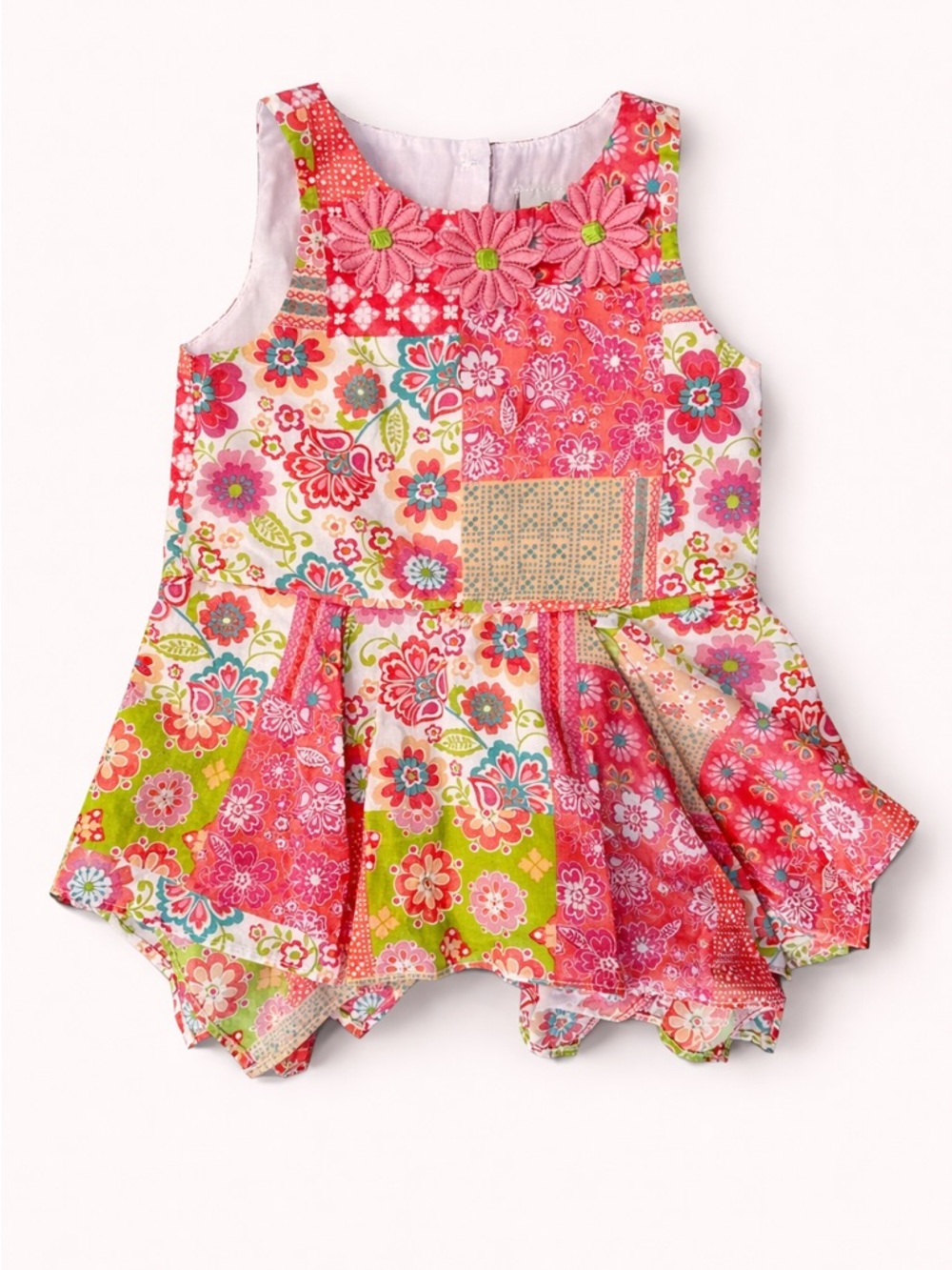 Girls Floral Patchwork Pink Sundress